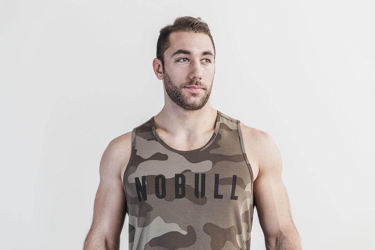 Nobull Men\'s Tank Tops Dark Camo | Australia (CE8052)